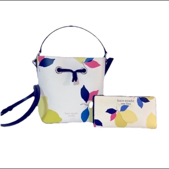 kate spade Handbags - Kate Spade Eva Lemon Zest Small Bucket Crossbody Bag & Cameron Large Wallet Set